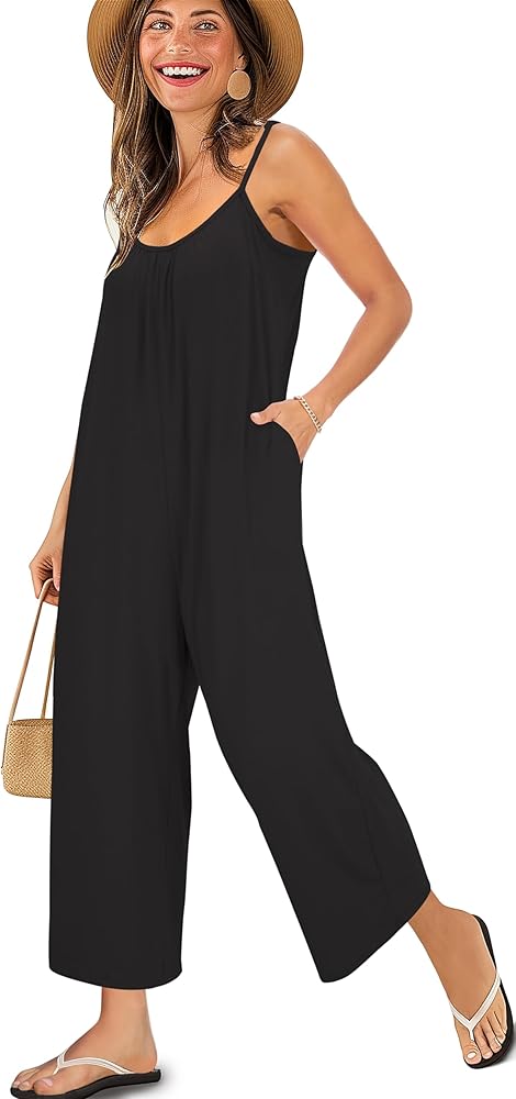 KAY SINN Rompers for Women Jumpsuit Summer Overall Dressy Casual One Piece Spaghetti Long Pant Sleeveless with Pocket