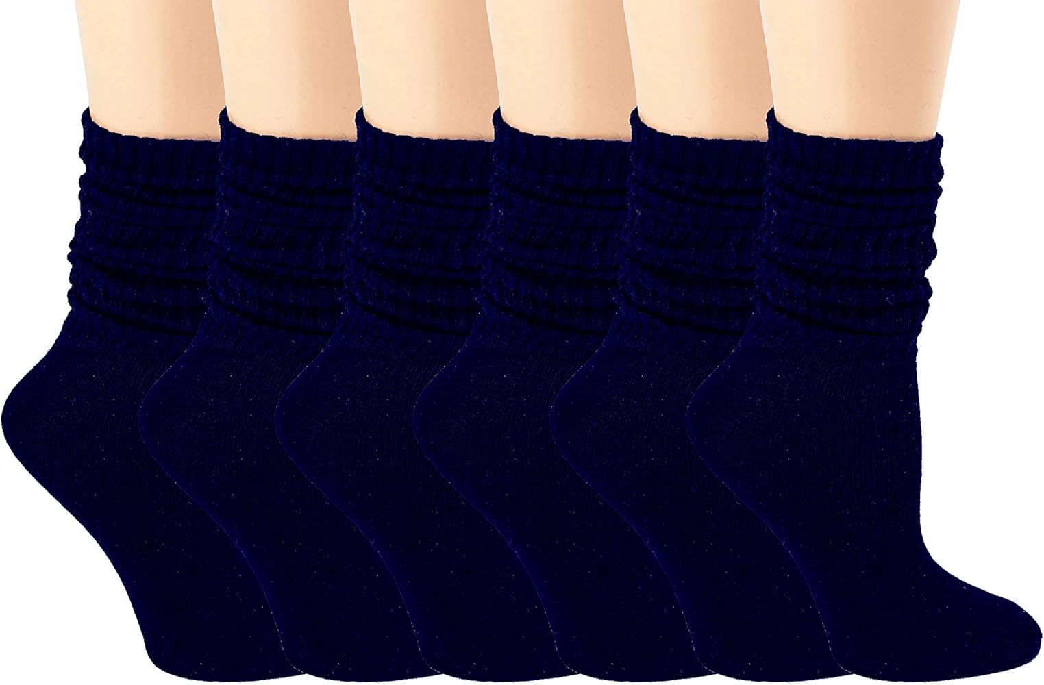 Lightweight Soft Cotton Slouch Scrunch Socks Size 9-11 - Fits Teen, Girl, Womens Shoe Size 6-9, 6 Pack