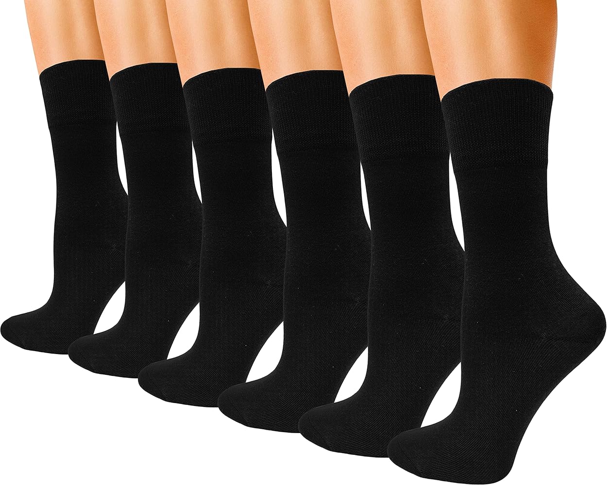 Winterlace Womens Soft Bamboo Rayon Viscose Dress Socks, 6 Pairs Trouser Socks Premium Thin Crew Socks Bulk Pack