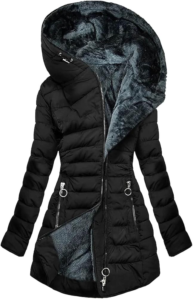 Ceboyel Winter Coats For Women With Hood Fleece Lined Thicken Puffer Coat Sherpa Warm Jackets Trendy 2023 Outfits Clothes