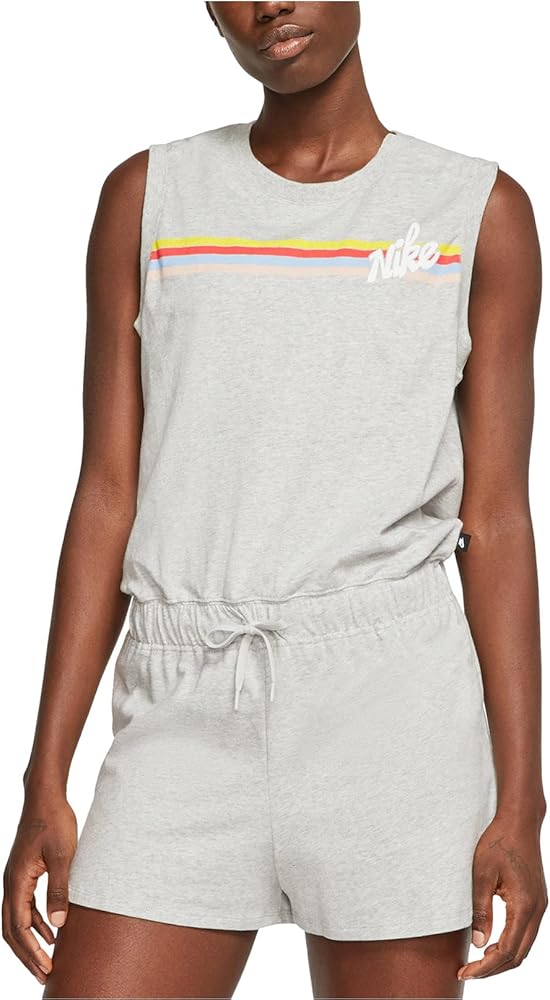 Nike NSW Print Romper Graphic (Grey Heather/Night Silver/White) Women's Jumpsuit (xs)