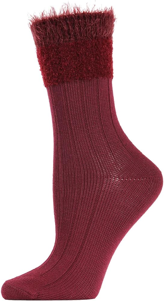 MeMoi Women's Mod Net Lamb Two-Tone Crew Socks