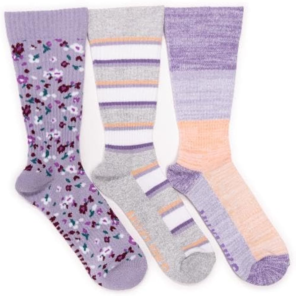 MUK LUKS Women's 3 Pack Cotton Compression Crew Socks