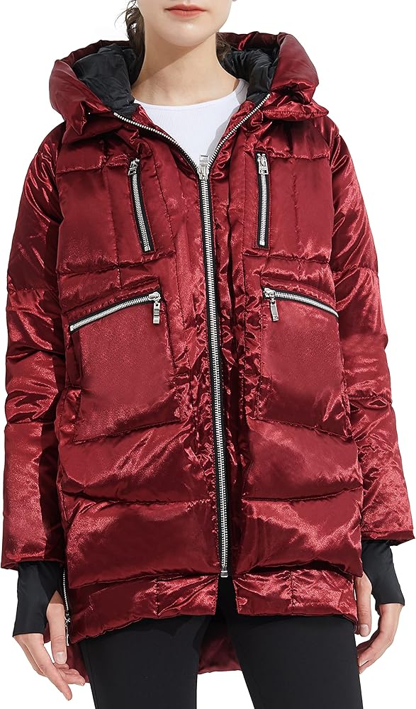 Orolay Women's Thickened Hooded Down Jacket – Winter Shiny Puffer Jacket with RDS Down Filling