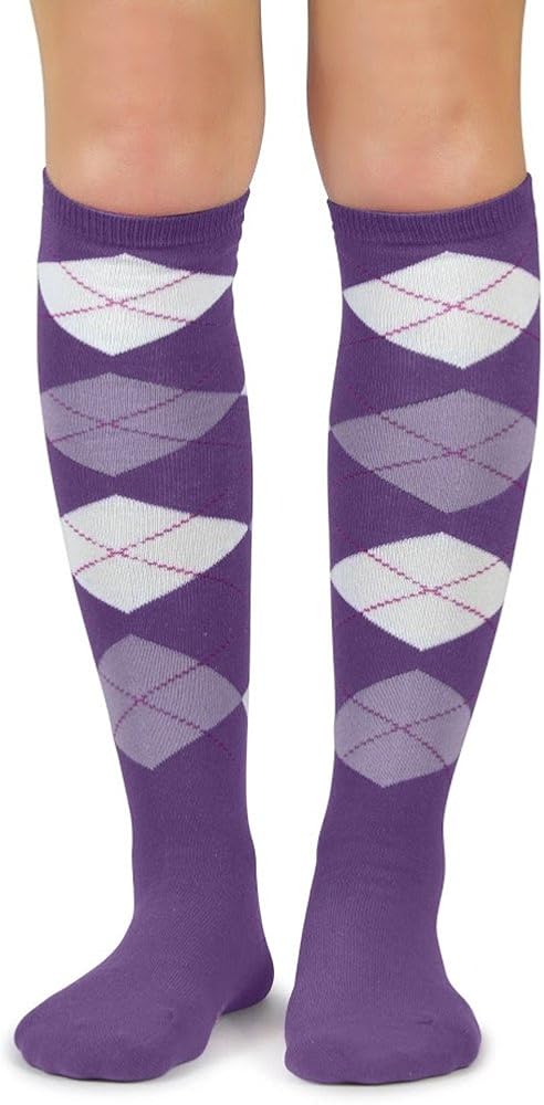 Elite Quality Colorful Soft Cotton Womens Argyle Knee High Socks