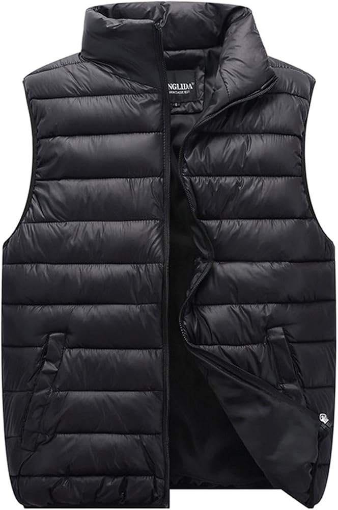 Plus Size Women's Puffer Vest, Stand Collar Sleeveless Zip Up Puffy Coats Warm Winter Padded Gilet Jacket With Pockets