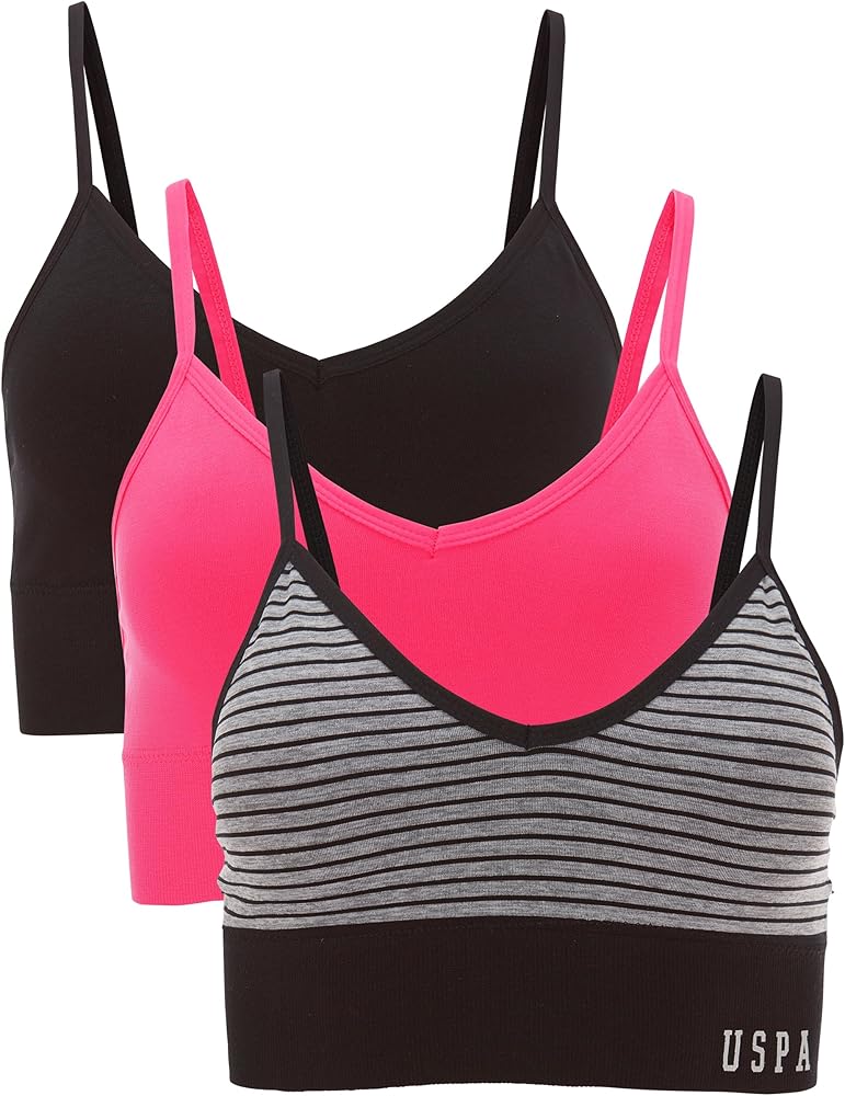 U.S. Polo Assn. Womens Sports Bra Multipack - Wireless Bralettes for Women