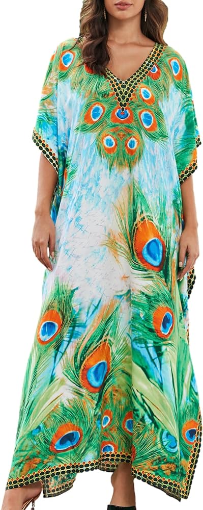 kaftan dresses for women Ethnic Print Kaftan Beach Dress Plus Size Swimsuit Cover Up