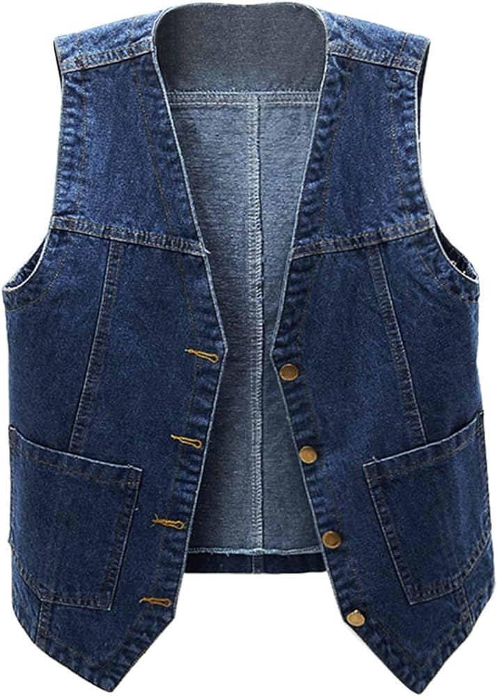 Womens Sleeveless Denim Vest V Neck Button Down Jean Jacket Womens Summer Jackets Lightweight