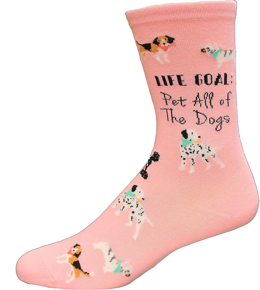 K. Bell Women's Fun Dog Lovers Crew Socks-1 Pairs-Cool & Cute Wordplay Novelty Gifts