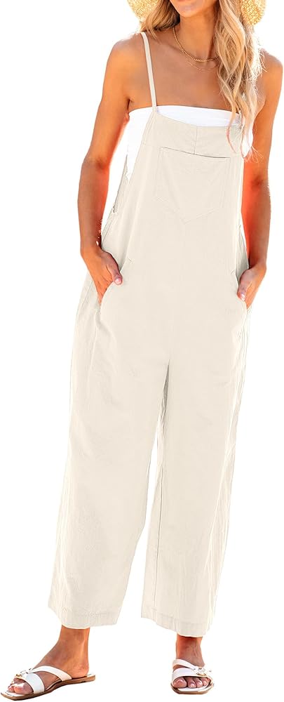 luvamia Overalls for Women Loose Fit Cotton Baggy Wide Leg Jumpsuits Casual Bib Palazzo Long Rompers Overall Vacation