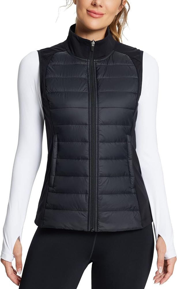 BALEAF Women's Lightweight Warm Puffer Vest Running Winter Hybrid Sleeveless Quilted Water Resistant Jacket