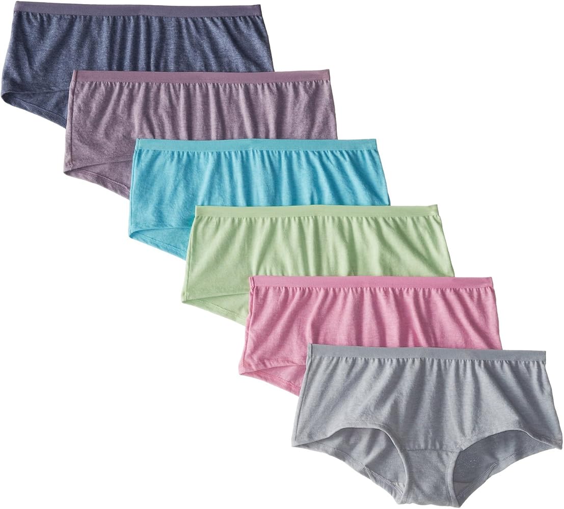 Fruit of the Loom Women's Beyondsoft Panties, Boyshort-Cotton Blend-6 Pack, 7