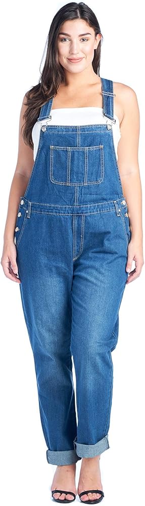 Twiin Sisters Women's Plus Size Adjustable Straps Classic Boyfriend Fit Denim Bib Overalls Jumpsuits for Women