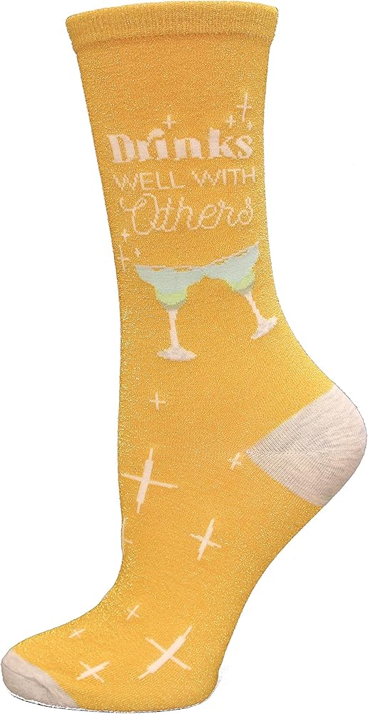 K. Bell Women's Fun Happy Hour Crew Socks-1 Pairs-Cool & Cute Pop Culture Funny Gifts