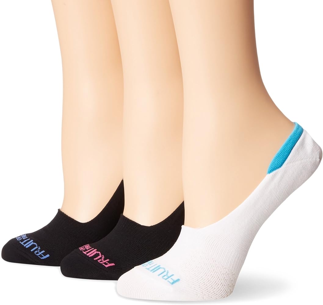 Fruit of the Loom Women's Standard 3 Pack Breathable Liner, Black/White, Shoe Size 4-10/Sock Size 9-11