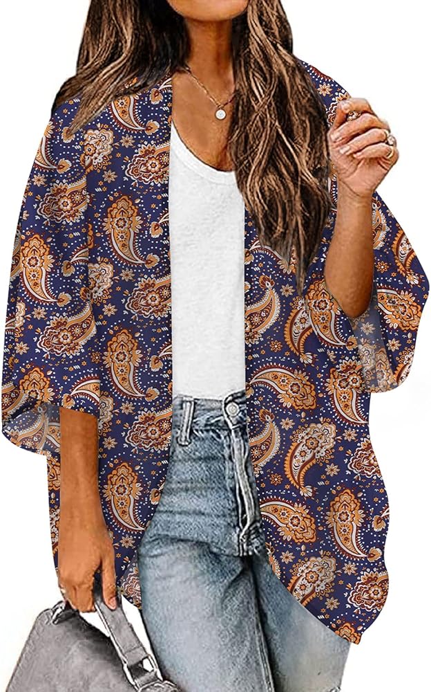 BB&KK Women's Chiffon Kimono Lightweight Summer Shirts Cover Ups