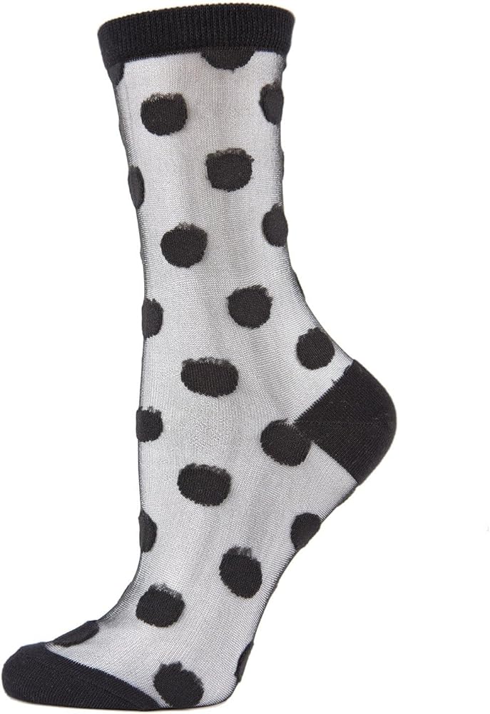 MeMoi Women's Polka Dot Sheer Crew Socks