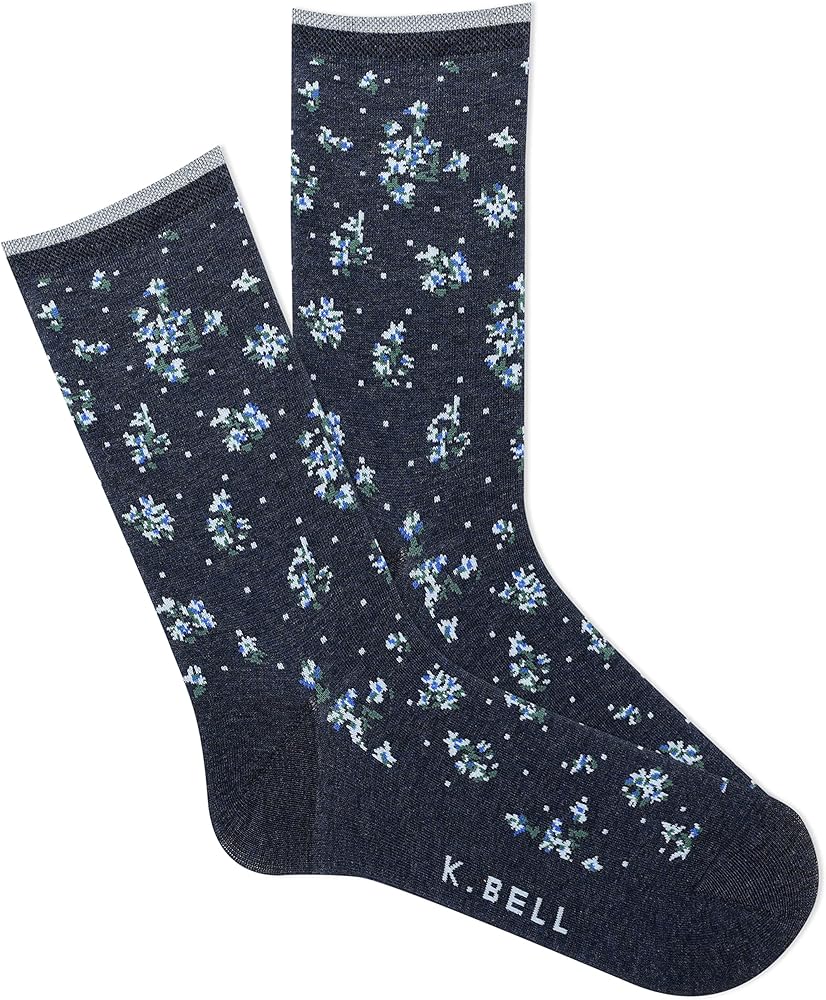 K. Bell Women's Ditsy Floral Crew Socks 1 Pair, Women's 9-11