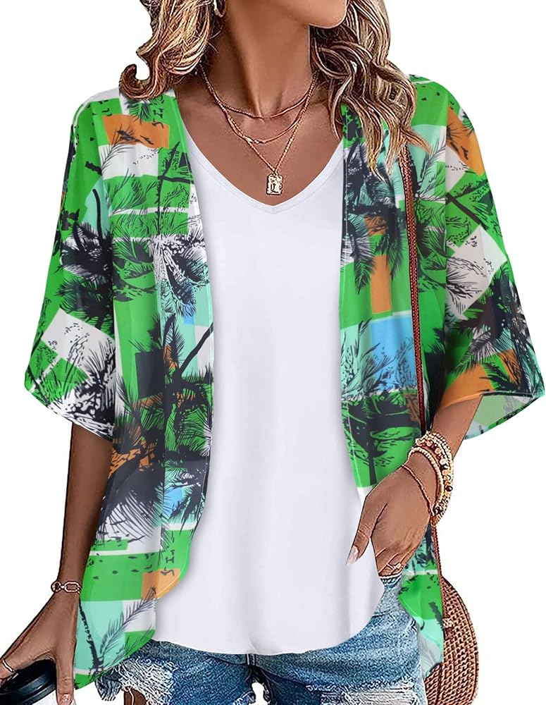 Womens Kimono Beach Cover Up Chiffon Cardigan Floral Tops Loose Capes