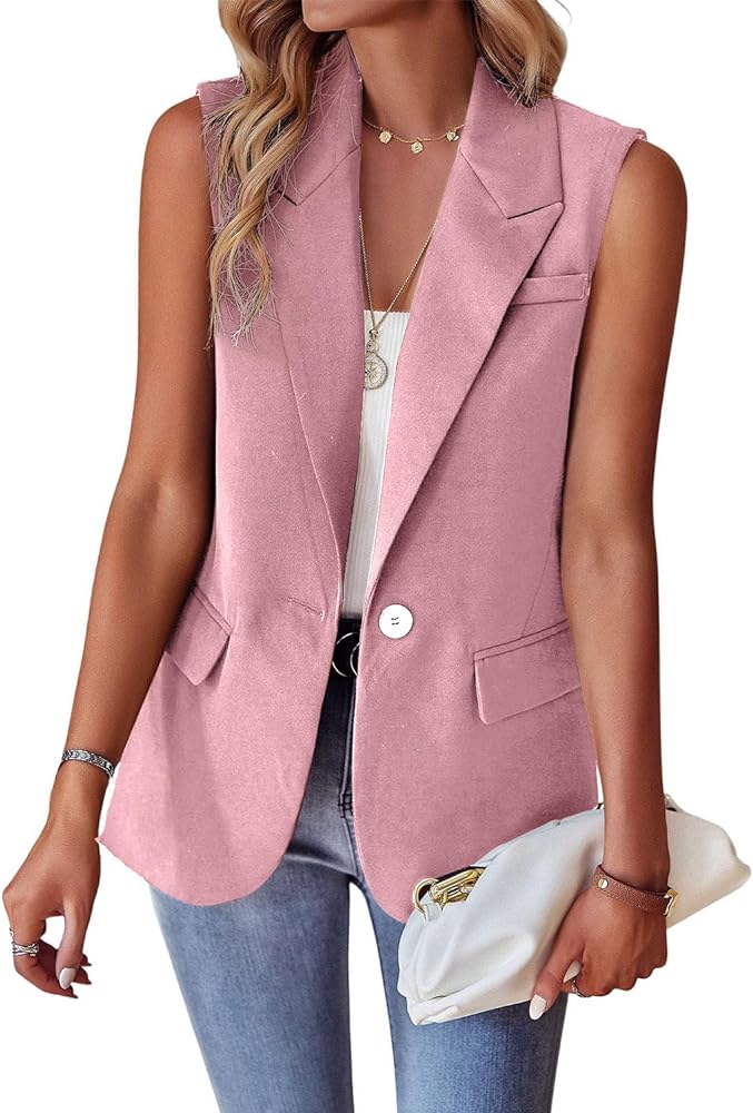 utcoco Women's Casual Business Blazer Vest Sleeveless Open Front Blazer Waistcoat with Pockets