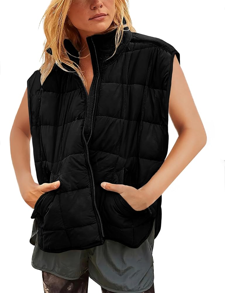 Xiaoxuemeng Puffer Vest Women Lightweight Zip Up Quilted Vest Padded Gilet Sleeveless Jacket with Pockets