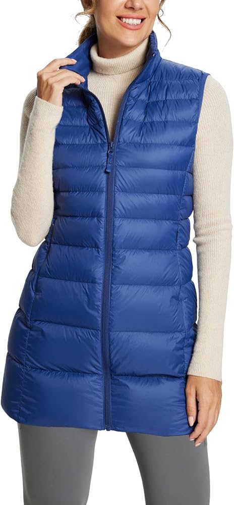 BALEAF Women's Ultra-lightweight Long Down Vest Packable Water Resistant Sleeveless Jacket