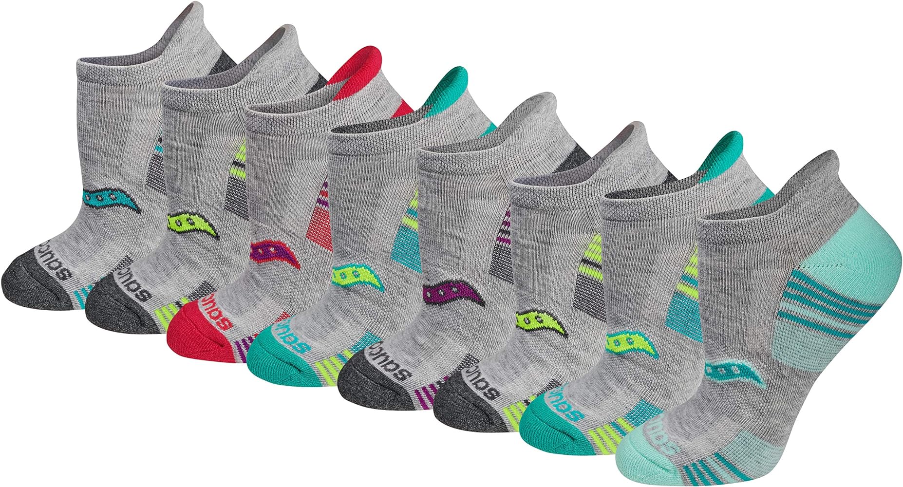 Saucony Women's 8/16 Pairs Performance Heel Tab Athletic Socks Available in Sizes:S, M, L