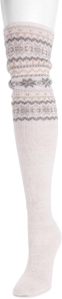 MUK LUKS Women's Patterned Cuff Over The Knee Socks