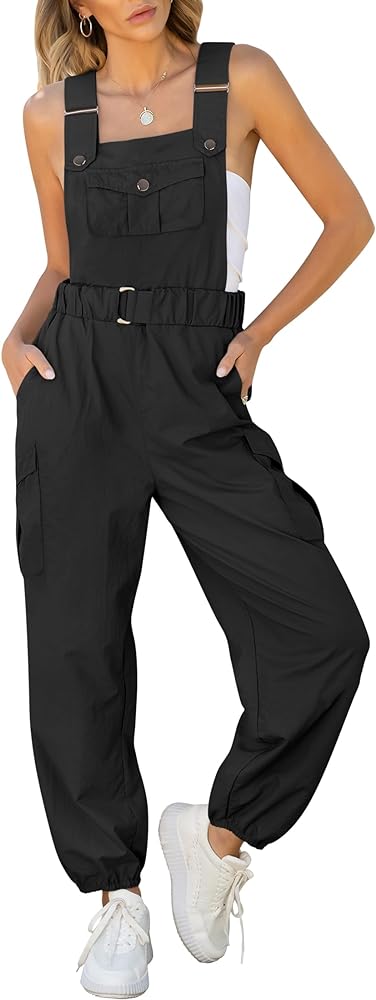 ANRABESS Women Casual Loose Fit Lightweight Strap Overalls Wide Leg Pants Jumpsuits 2024 Summer Outfit Active Jumper Clothes