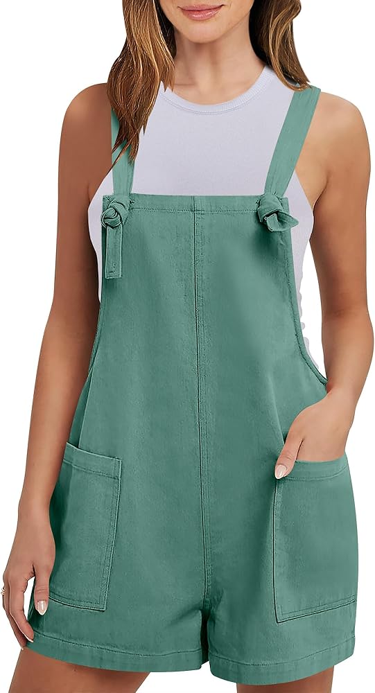 ANRABESS Women's Overalls Summer Casual Sleeveless Adjustable Straps Jumpsuit Bib Shorts Rompers with Pockets