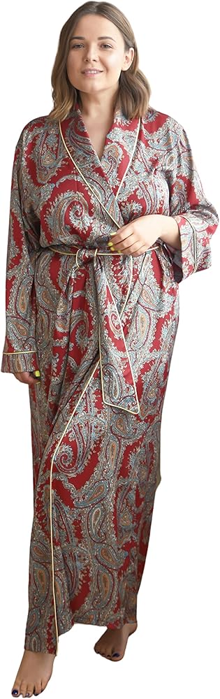 Long Silk Robes For Women - Plus Size Satin Robe For Women Sexy Sleepwear Kimono