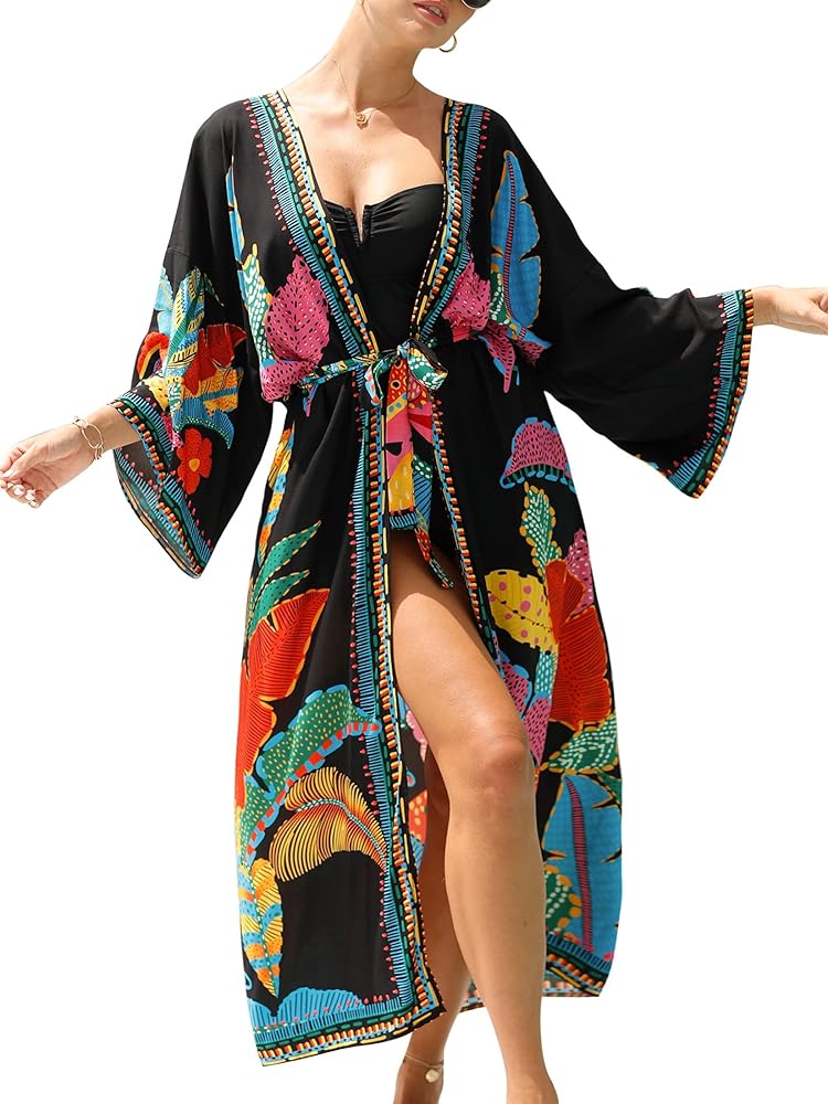 Long Kimonos Swimsuit Cover ups for Women Plus Size Maternity Swimwear coverup Beach Wear Vacation Outfits