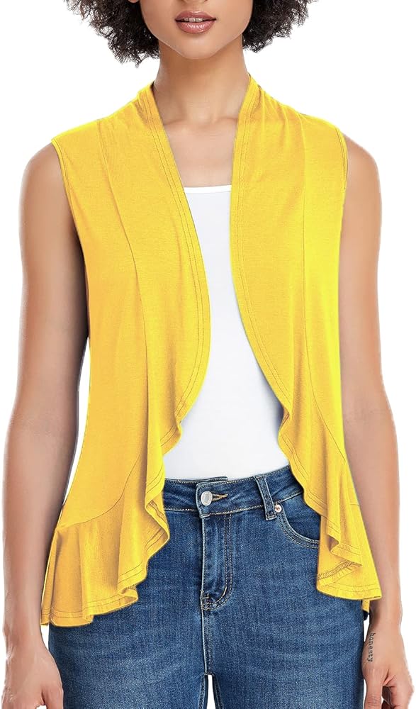 Xeoxarel Women's Sleeveless Cardigan Open Front Vest (S-3XL)