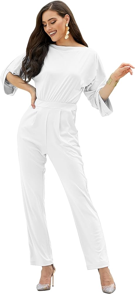 KOH KOH Womens Short Sleeve Sexy Semi Formal Cocktail One Piece Jumpsuit Romper