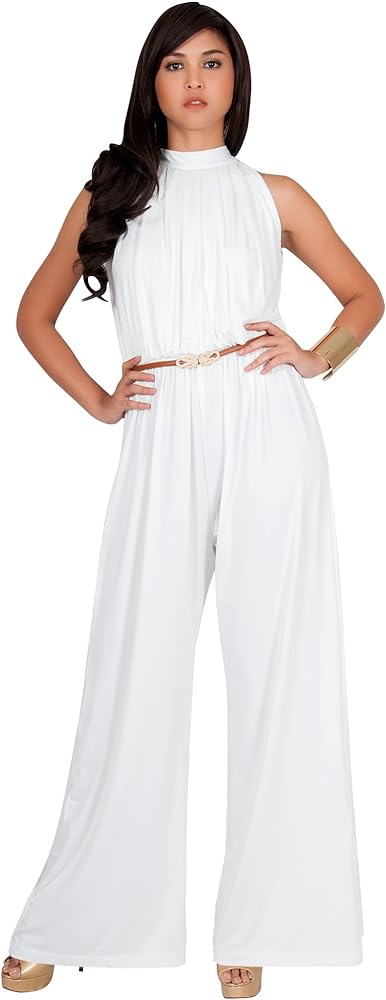 KOH KOH Womens Sexy Sleeveless Wide Leg Pants Cocktail Pantsuit Jumpsuit Romper