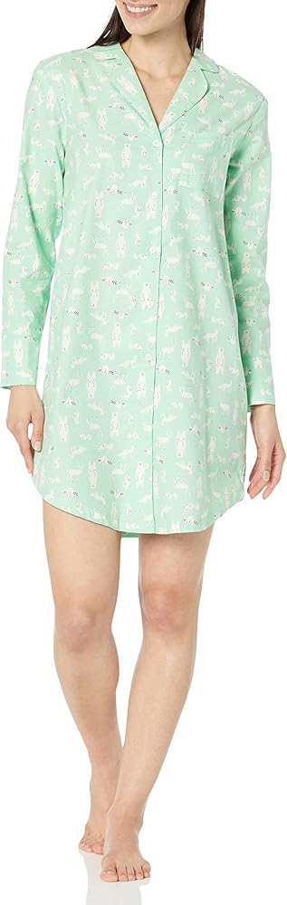 Amazon Essentials Women's Woven Flannel Notch Collar Nightgown (Available in Plus Size)