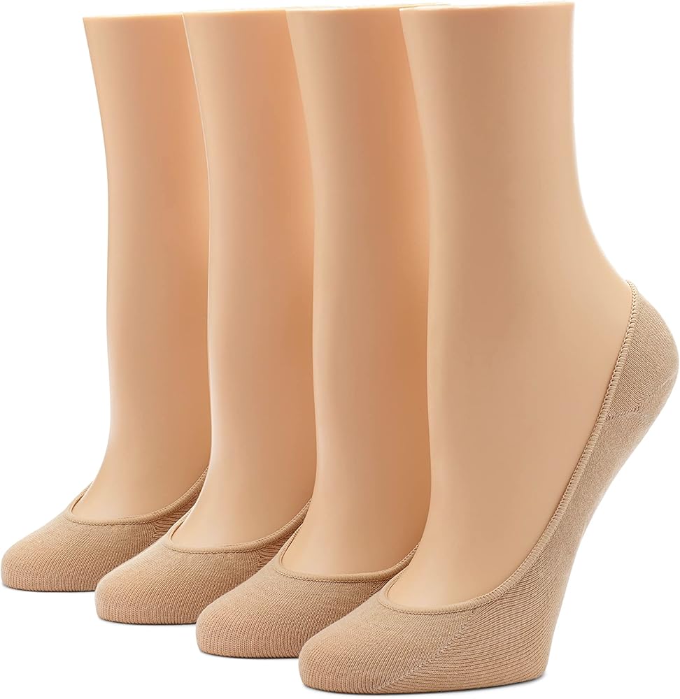 HUE Women's Hidden Sock Liners, 4 Pair Pack