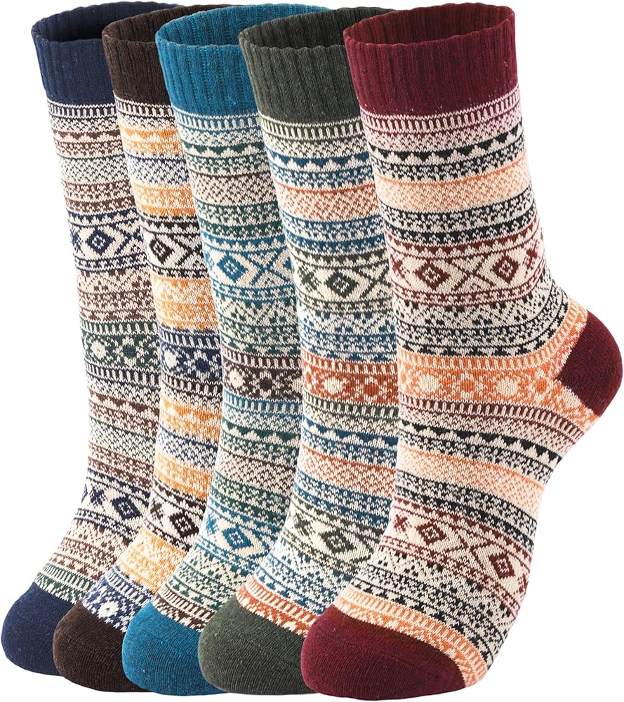 Wool Socks - Wool Socks for Women, Warm Women Socks Winter, Thick Knit Winter Socks Cozy Crew Socks Gifts for Women