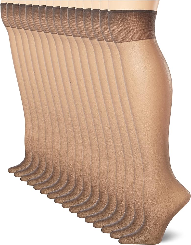 L'eggs Women's Plus-Size Everyday Knee High Sheer Toe, Available in 8 and 16 Pack