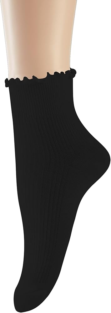 Ruffle Crew Socks Cute Ankle Socks for Women Girls Cotton Knit Lettuce Frilly Socks Athletic Socks