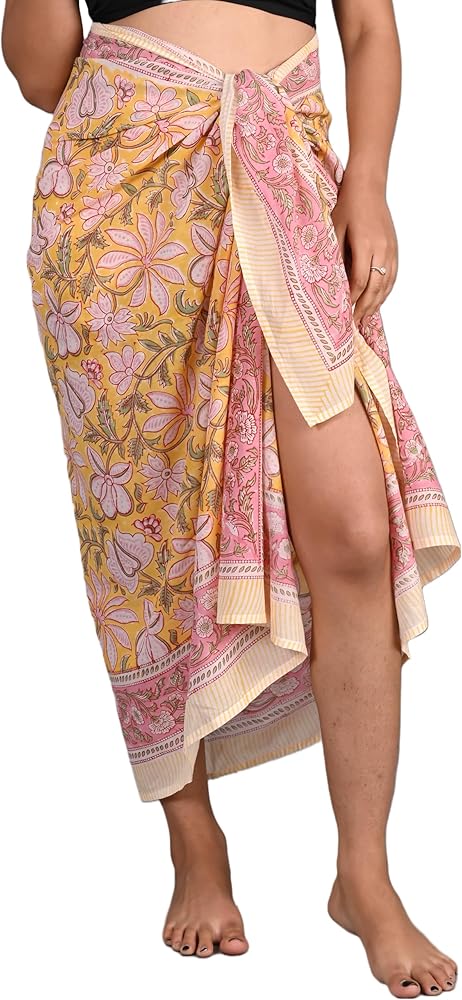 Sarong Scarf Summer Womens Swimsuit Wrap Cover Up, Boho Beach Bikini Wrap Skirt Pareo Scarf Stole Lightweight Shawl for Women Multi