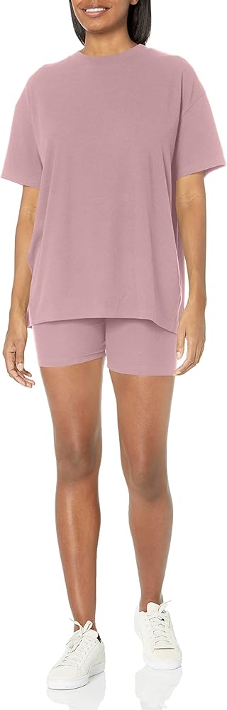 HUGO Womens Ribbed Oversized T-shirt and Shorts Set