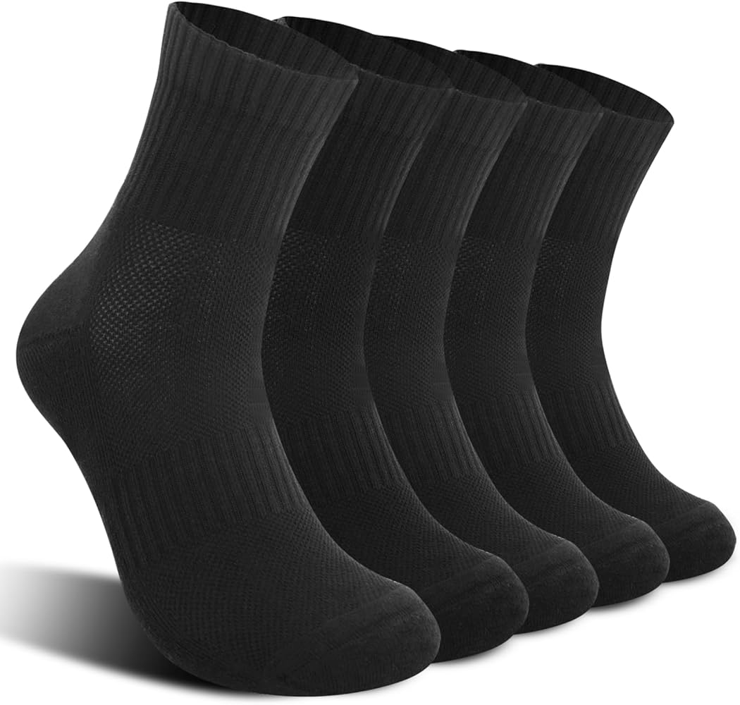 Kodal Copper Ankle Running Socks for Men Women Cushion Cotton Quarter Socks Odor Control for Smelly Sweaty Feet 5 Pairs