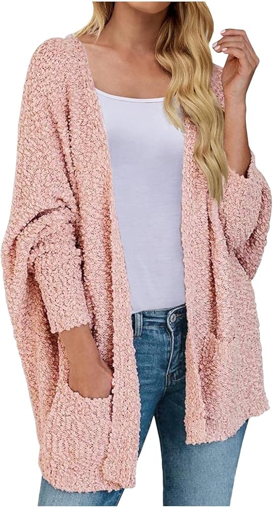 Women's Cardigan Long Sleeve Open Front Knit Oversized Cardigans Sweater Coats