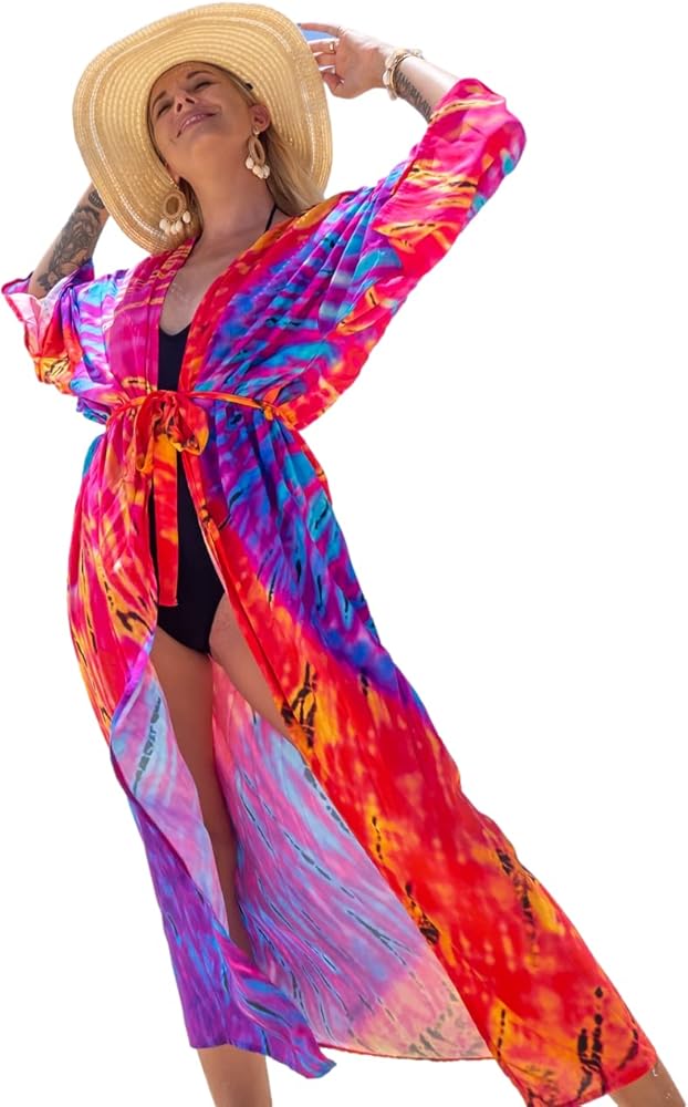 RanRui Womenloose kimono duster beach blouse long beach kimono robe cover ups kimonos for women