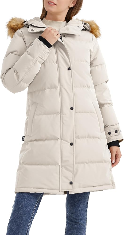 Orolay Women's Thickened Down Coat Long Puffer Jacket with Adjustable Hood Quilted Warm Winter Parka