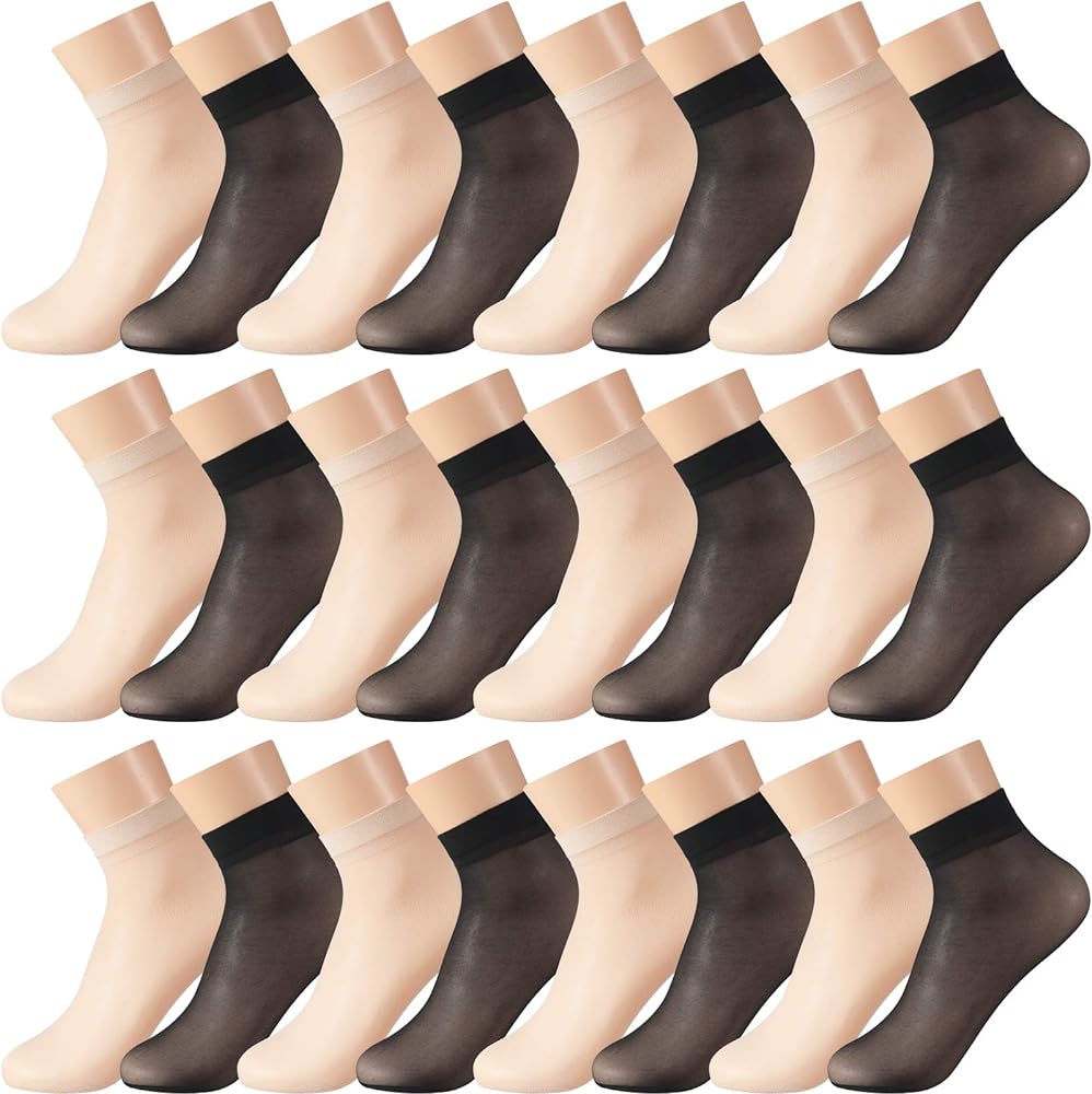 Geyoga 40 Pairs Women Sheer Nylon Socks Ankle High Sheer Socks Soft Silky Short Socks