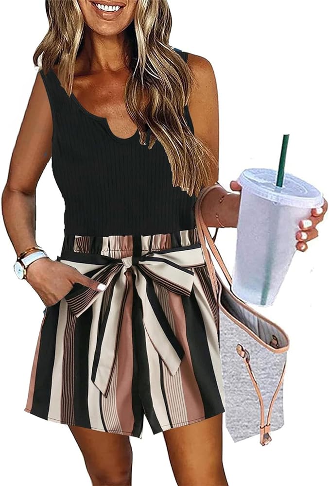 Summer Two Piece Sets for Women Trendy Short Outfits Set with Tank Tops and High-Waist Shorts