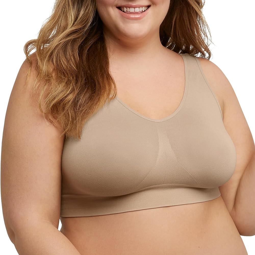 JUST MY SIZE Hanes Women's Seamless Bralette, Pure Comfort Light Support Pullover Bra, Plus Sizes